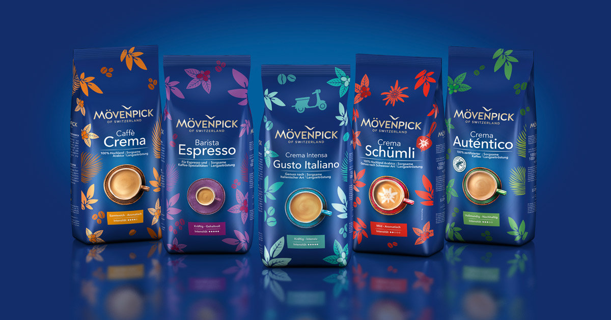 Bester Geschmack Gewand: neuem Kaffee Mövenpick in von Umfassender Design-Relaunch